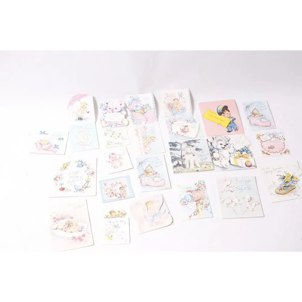 Vintage 50s 60s New Baby Greeting Card Lot Scrapbooking Craft ~ 260521-WH 779